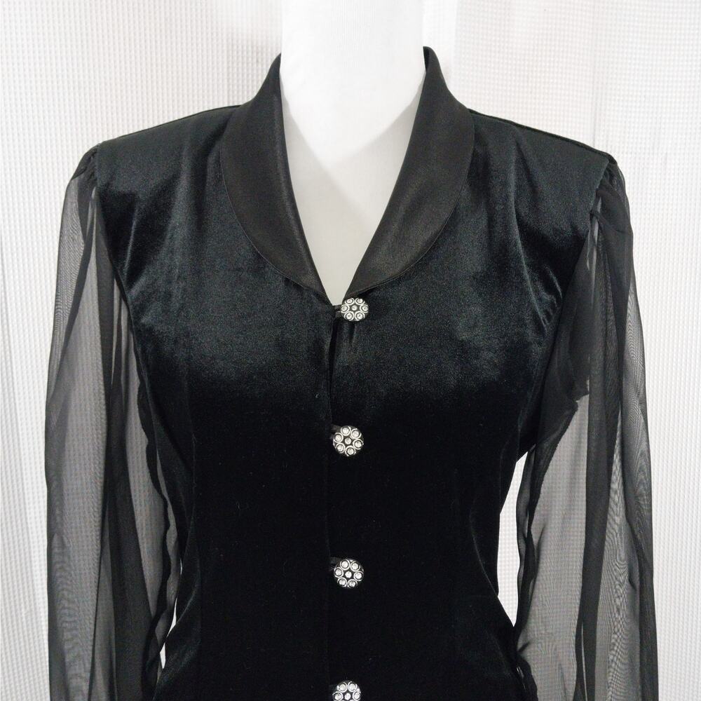 Dressbarn Black Sheer Sleeve Blouse - Picture 3 of 9